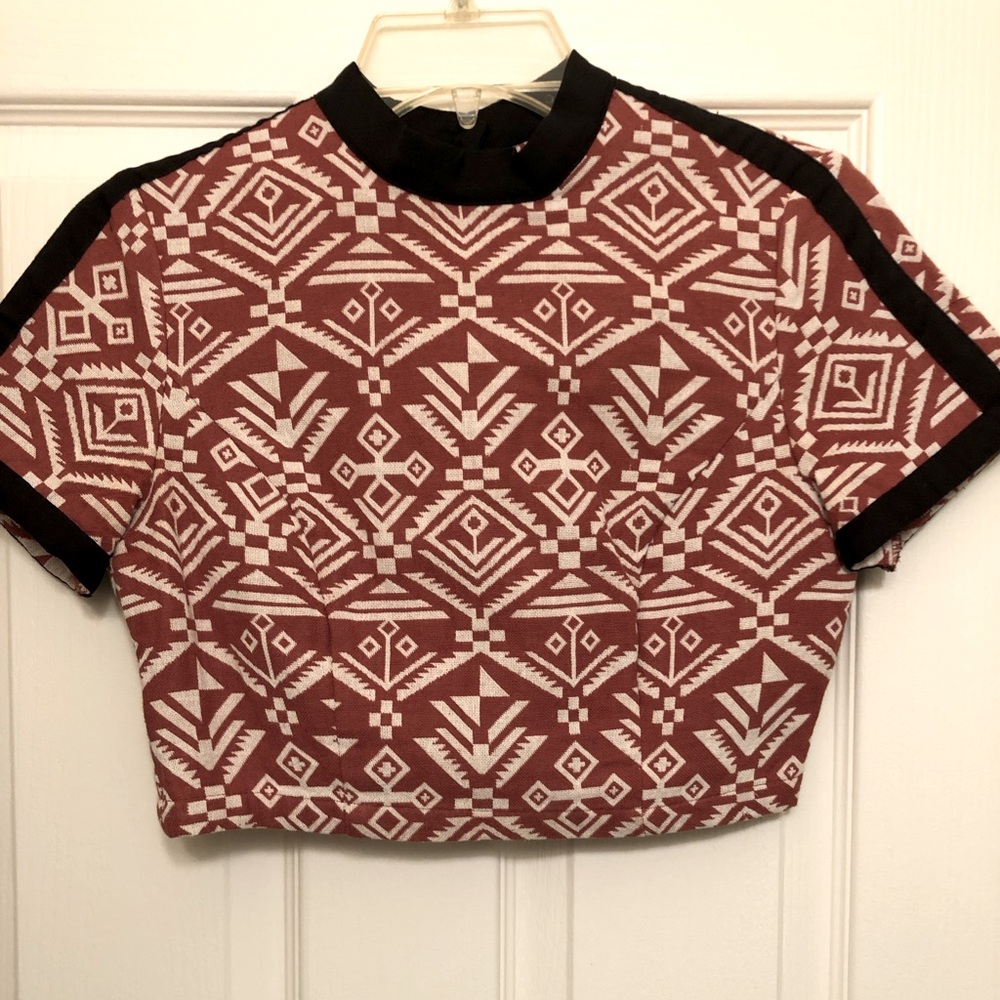 Tribal Print Open Back Crop Top